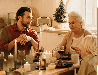 Family talking about powers of attorney over dinner